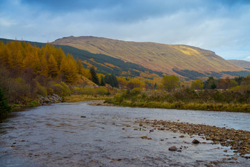 beautiful mountain river in Scotland, Loch Lommond &  Scotland National Park
