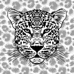 Leopard face tattoo ,Vector illustration, print