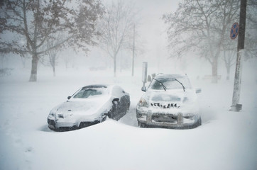 Winter disaster in a city