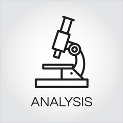 Black microscope icon on light gray background in outline style