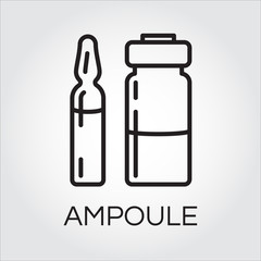 Medical ampoule for drugs or vaccine. Icon in outline style