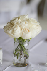 Simple Wedding Centerpiece with White Roses
