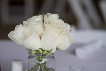 Simple Wedding Centerpiece with White Roses