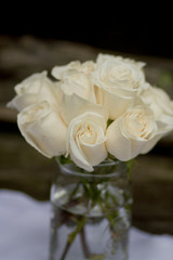 Simple Wedding Centerpiece with White Roses