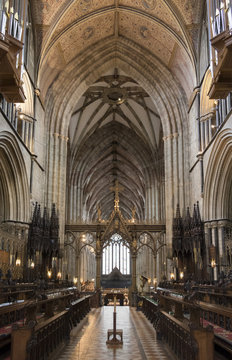 Choir and nave looking West, Worcester Cathedral, Worcester