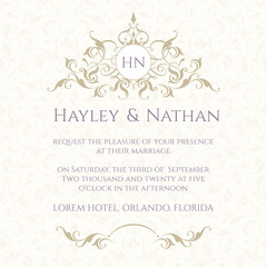 Graphic design page. Wedding invitation.