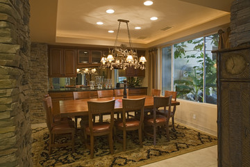 Luxury interior shot of a spacious dining room