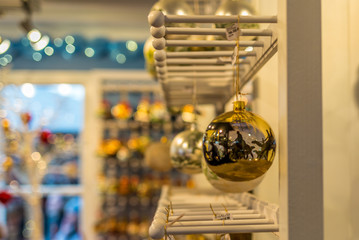 Hand-made decorations in a typical Christmas market in Switzerland
