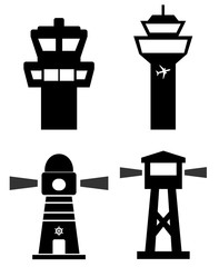 Tour, phare et mirador en 4 icônes