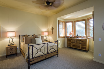 View of a spacious bedroom in a house