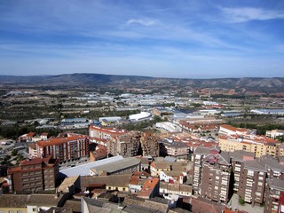 Fototapeta na wymiar town with industrial estate Banyeres de Mariola Alicante Spain
