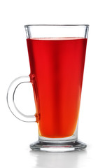 Hot mulled wine isolated on white with reflection. Transparent g