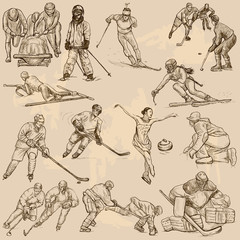 Fototapeta na wymiar Winter sports, mix - An hand drawn vector collection