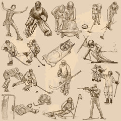 Winter sports, mix - An hand drawn vector collection