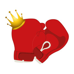 gold crown with boxing gloves icon over white background. colorful design. vector illustration