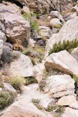 Fototapeta na wymiar mountain trail on the island of Santorini