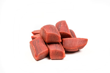 Meaty dog treats isolated on white background