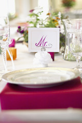 Mr. Place Setting for the Groom at Wedding Reception