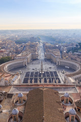 View of the historic center of Rome from the dome of St. Peter