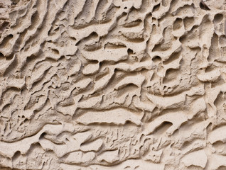 Sand wall on Vlychada beach, Santorini