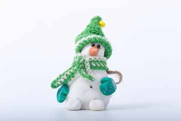 Merry Christmas snowman isolated on a white background. handmade