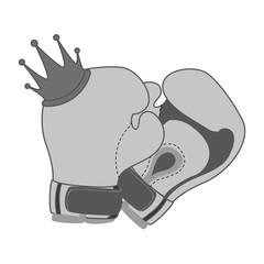 crown with boxing gloves sport equipment icon over white background. vector illustration