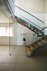 View of stairways in modern house