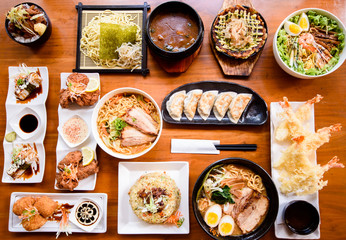 Japanese food served on the table
