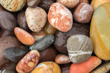 Natural colorful  wet sea stone outdoor