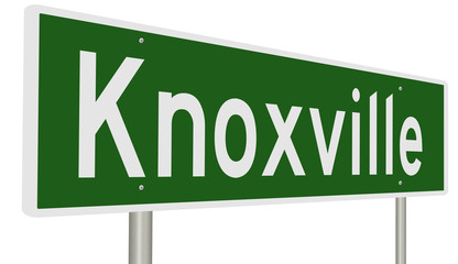 A 3d rendering of a green highway sign for Knoxville, Tennessee - obrazy, fototapety, plakaty