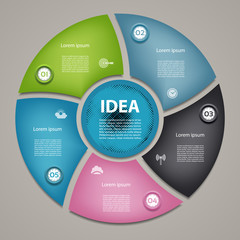 Vector circle infographic. Template for cycle diagram, graph, presentation and round chart. Business concept with 5  options, parts, steps or processes. Abstract background