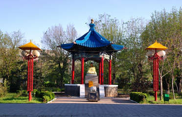 Kalmykia. Elista. Arbour rotunda with Buddha Shakyamuni