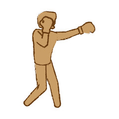 boxing player fighting icon over white background. colorful design. vector illustration
