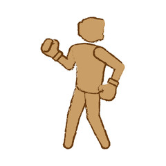 boxing player fighting icon over white background. colorful design. vector illustration