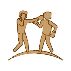 boxing players fighting icon over white background. colorful design. vector illustration
