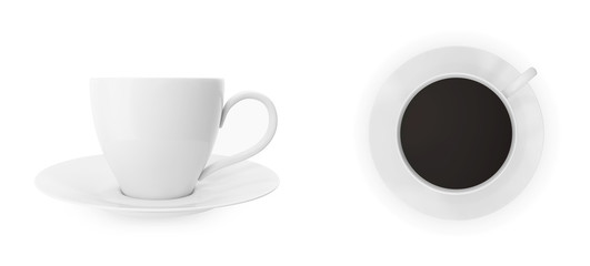 Set cup of espresso coffee isolated on white background. 3D illustration