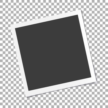 Photo frame with shadow on isolate background with a slope to the left, vector template for your stylish photos or images, EPS10