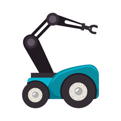 Robot car with hydraulic hand vector illustration design