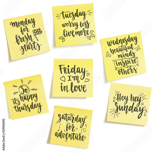 "Week days motivation quotes." Stock image and royalty-free vector