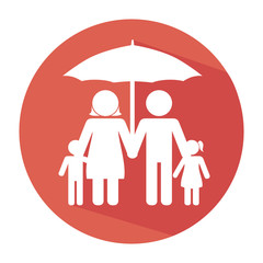 family silhouette with umbrella vector illustration design