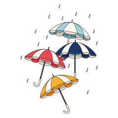 set umbrellas protection isolated icon vector illustration design