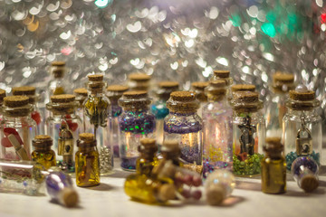 many decorative bottles