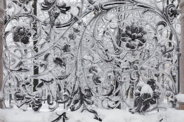 iron flowers on the fence of the Cathedral