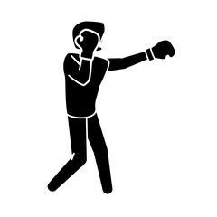 silhouette of boxing player fighting icon over white background. colorful design. vector illustration