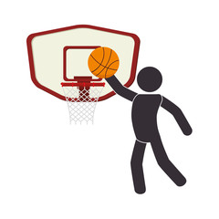 silhouette human playing basketball vector illustration design