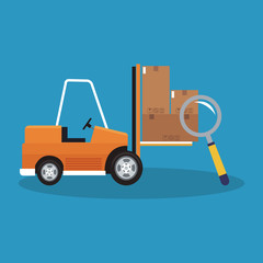 Box and forklift icon. Delivery shipping and logistics theme. Vector illustration