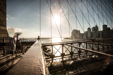 Naklejka premium Brooklyn Bridge i Manhattan