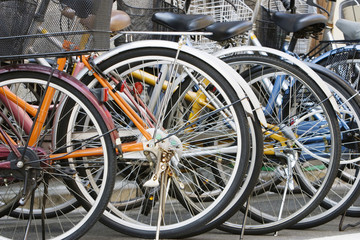Fototapeta na wymiar Parked Bicycles