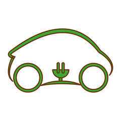 car with electric plug icon over white background. eco friendly car design. vector illustration