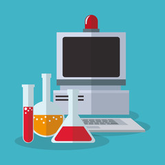 Computer icon. laboratory science chemistry and research theme. Colorful design. Vector illustration